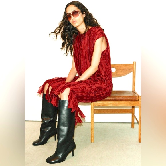 Zara Beaded ruffle dress. Round neck, sleeveless dress size Large! - Picture 8 of 10